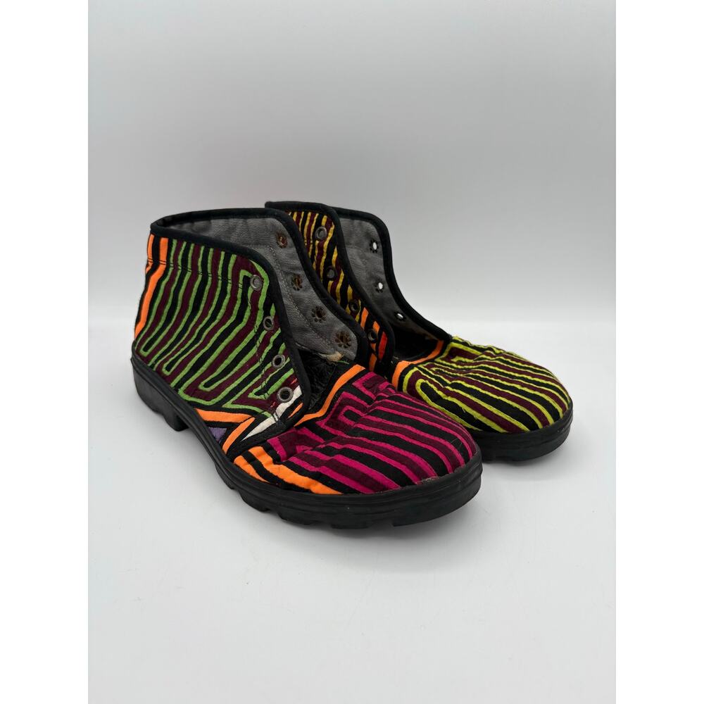 Mola Skywalker Ankle Boots Molas4u Striped Artisan Made Unique Wearable Art